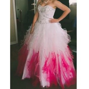 White and pink ombré prom dress